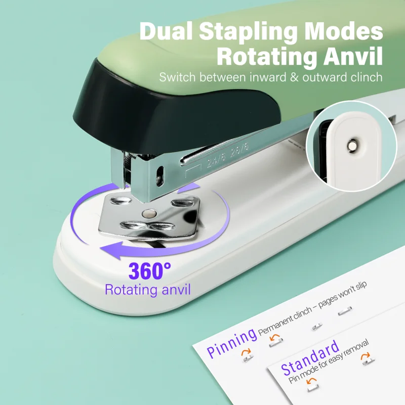 Cucitrice da tavolo in metallo HUAJIE da 6,5 pollici, capacità di 25 fogli, include 1000 graffette, durevole per ufficio e uso domestico