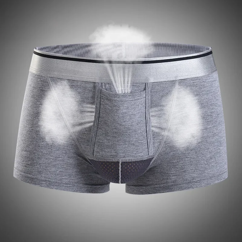 Men's Sexy Breathable Boxer Shorts with Separate Penis Pocket Modal Elephant Nose Underpants Comfortable Underwear