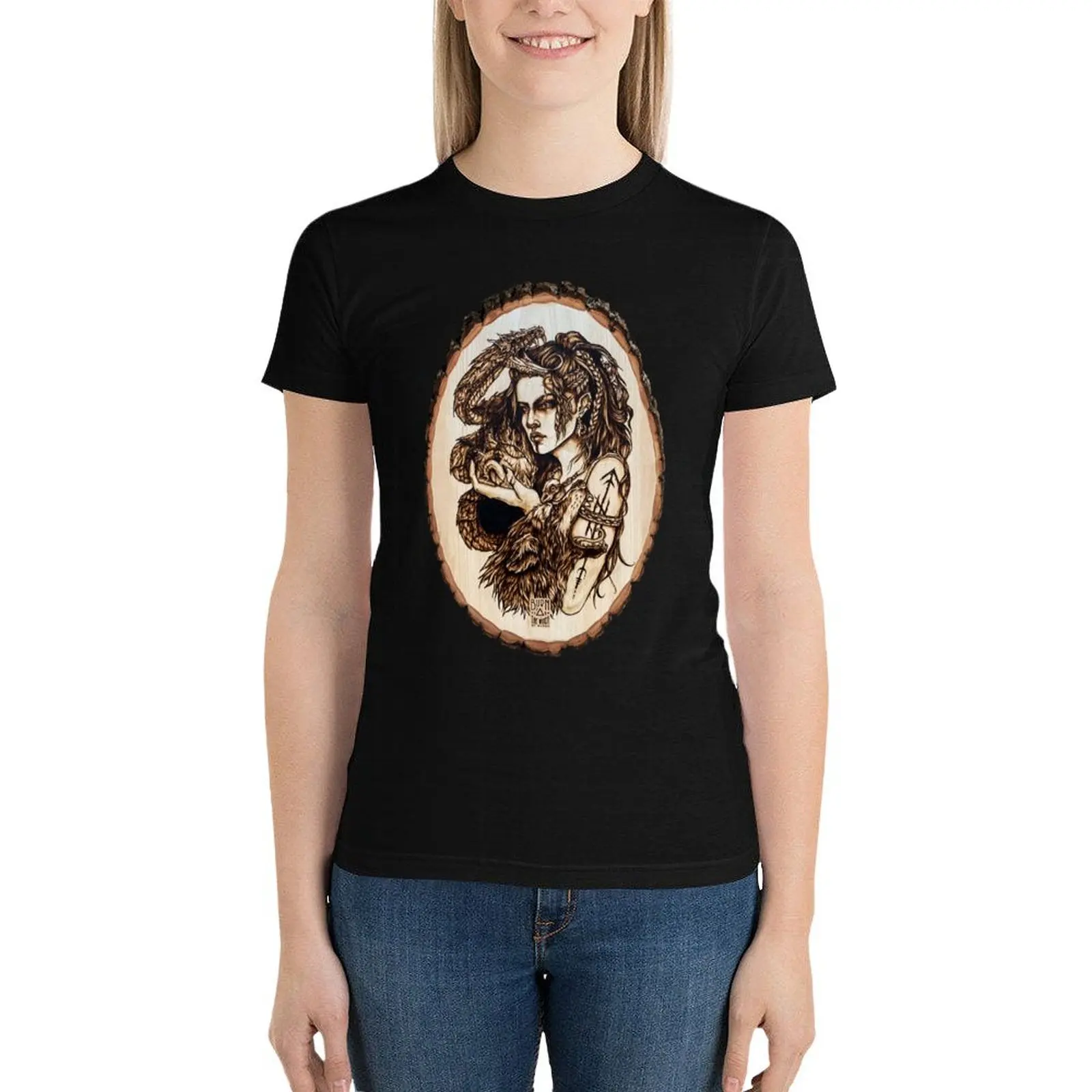 

The Witch - Gullveig Heir Angrboa and her sons T-Shirt female anime clothes oversized Women's tee shirt