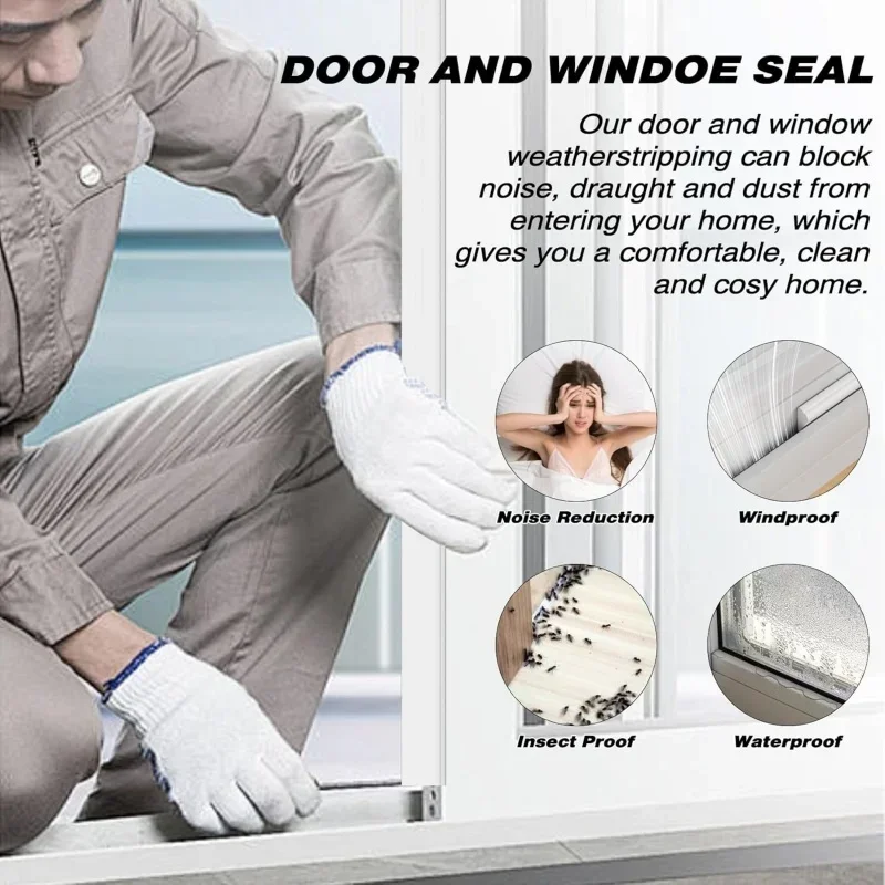 Self-adhesive sealing strip foam window seal strip soundproofing frame lnsulation tape noise cancelling gap filler light blocker