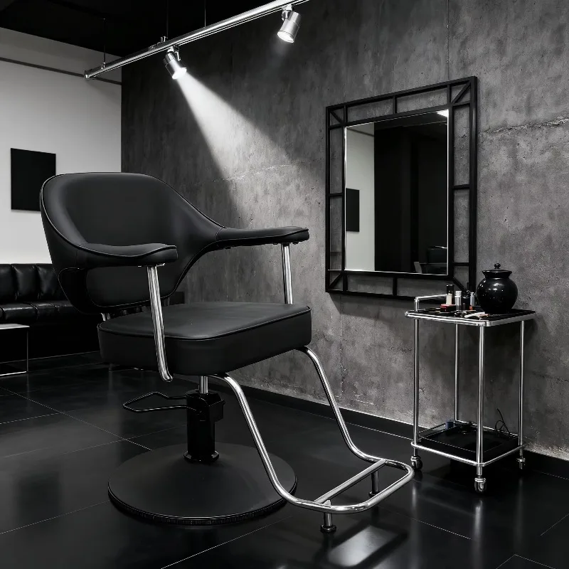 Ergonomic PU Leather Salon Barber Chair with 360 Degree Rotation and Height Adjustable Features