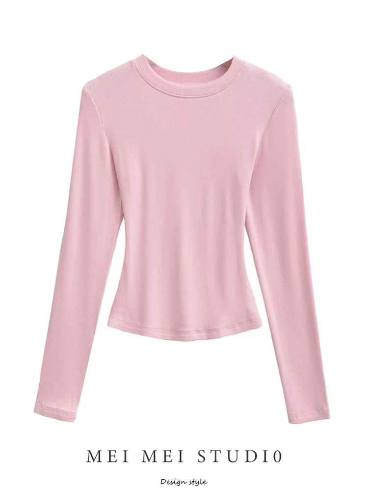 

Kardaian Basic Сексуальная круглая футболка Ne Long Sve Slim Fit Женская базовая футболка irt Универсальная смесь хлопка ort Length