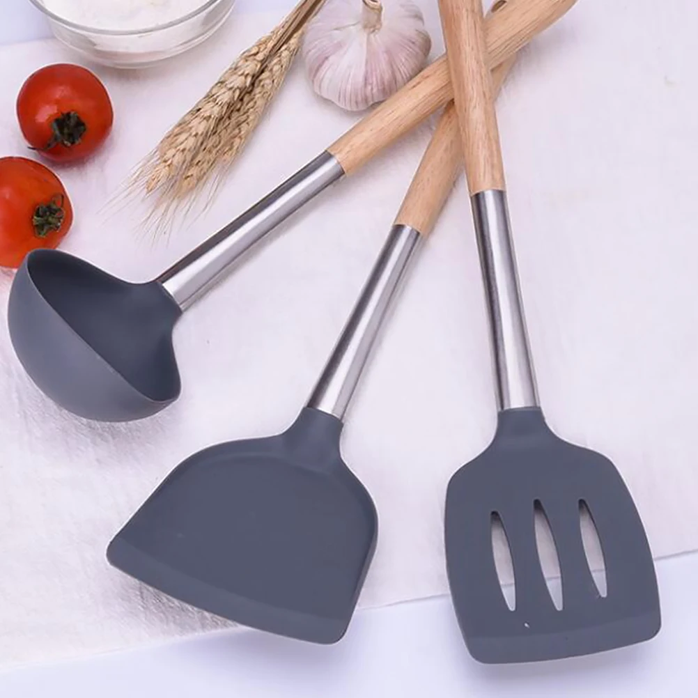 

3Pcs Silicone Cookware Shovel Spoon Colander Shovel Kitchen Utensils Non-Stick Cooking Tools for Home Restaurant