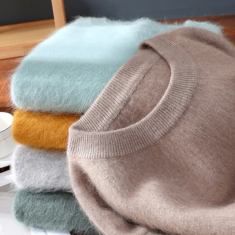 Maglione da uomo in puro cashmere visone 100% pullover con o-collo lavorato a maglia maglione di visone di grandi dimensioni inverno nuove magliette a maniche lunghe maglioni di fascia alta
