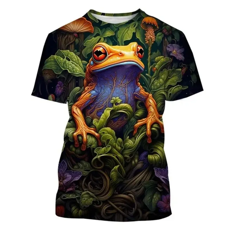 Summer Fashion Fun Personality Cartoon Tree Frog Graphic T-shirt For Men Trend Casual 3D Printed Round Neck Short Sleeve Tees