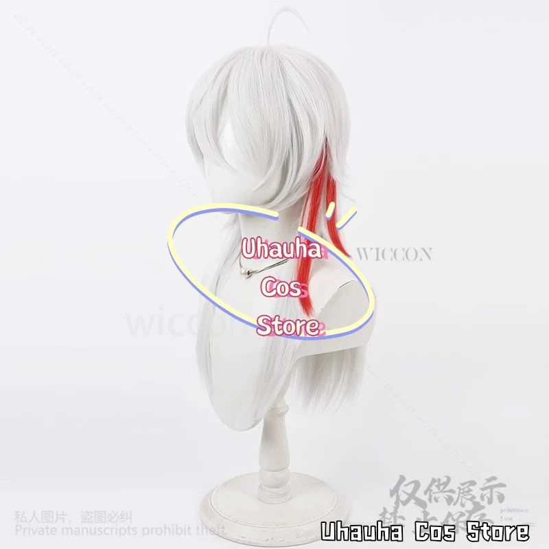 أنيمي لعبة Wuthering موجات تأثيري زاني زي فضي أبيض تسليط الضوء على شعر مستعار أحمر للنساء الفتيات حفلة الهالوين مخصصة
