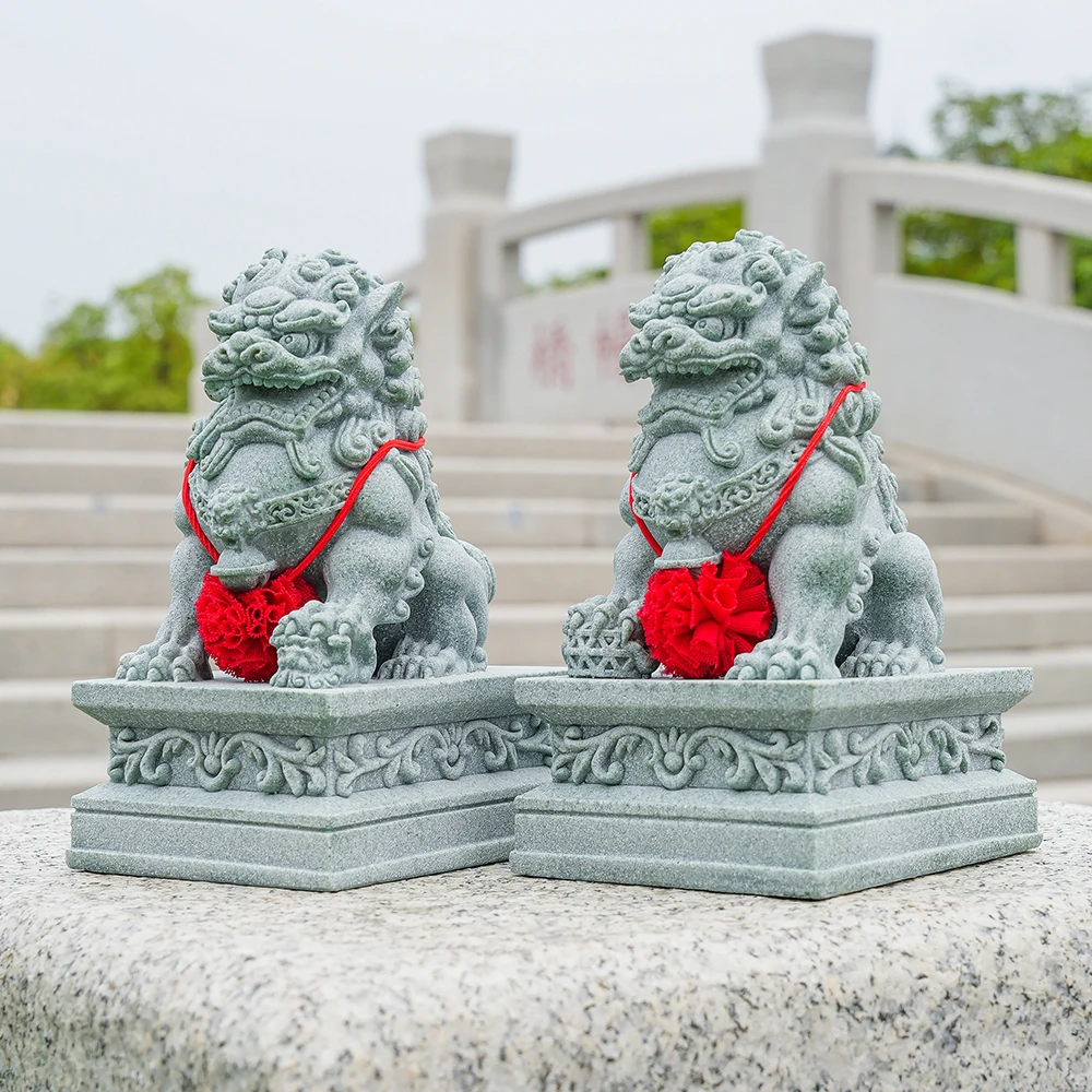 Chinese Small Stone Lion Ornaments Miniature Scene Attracting Wealth National Style Ornaments Green Sandstone Desktop Ornaments