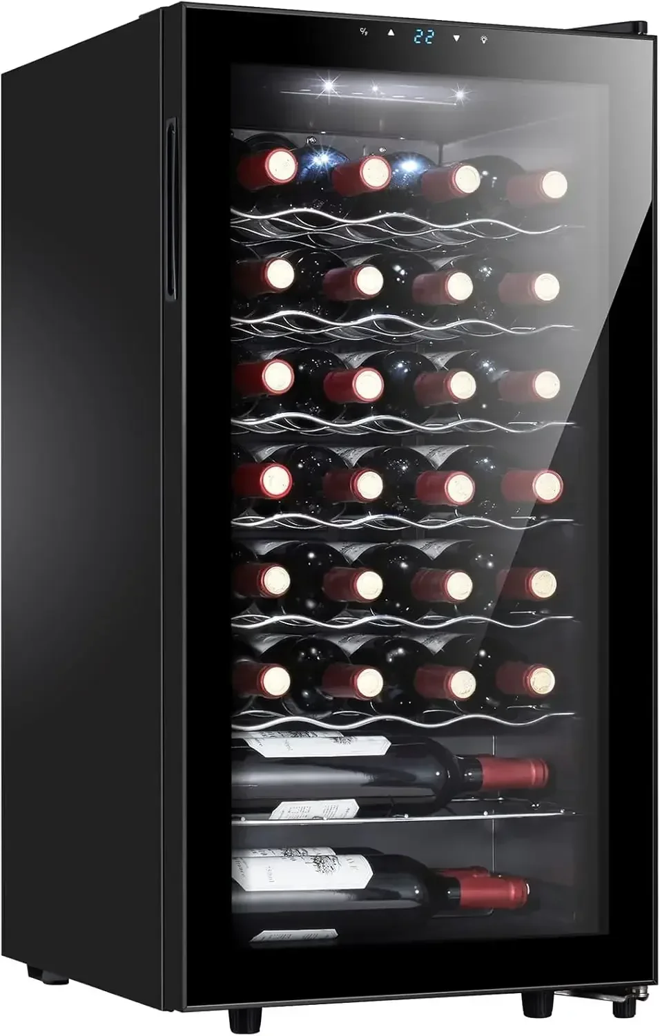 

28 Bottle Compressor Wine Cooler Refrigerator, Small Freestanding Wine Fridge for Red, White and Champagne, Mini Fridge