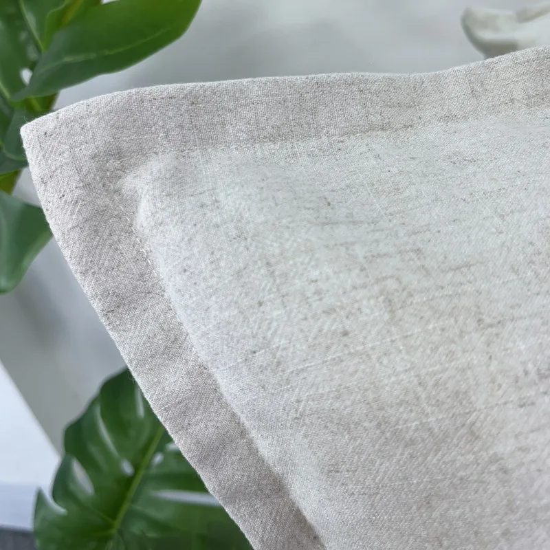 Oatmeal Linen Cushion Cover Hemp Hemmed Throw Pillowcase Home