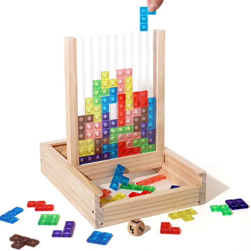 3D Transparent Tetris Puzzle Logic Thinking Brain Development Two-Player Tetris Logic Fun Educational Toys