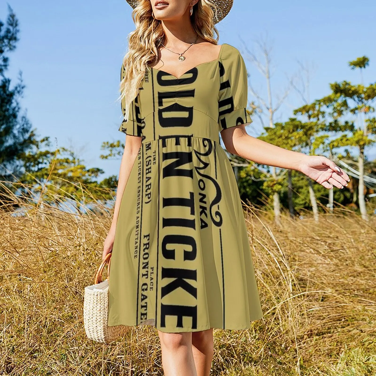 golden ticket Short Sleeved Dress Long dresses Female dress Dress