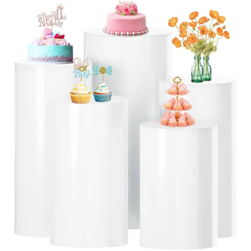 

Event Decor Cylinder Pedestal Stand Metal Risers Set Dessert Cake Stand Wedding Table Birthday Party Decorations