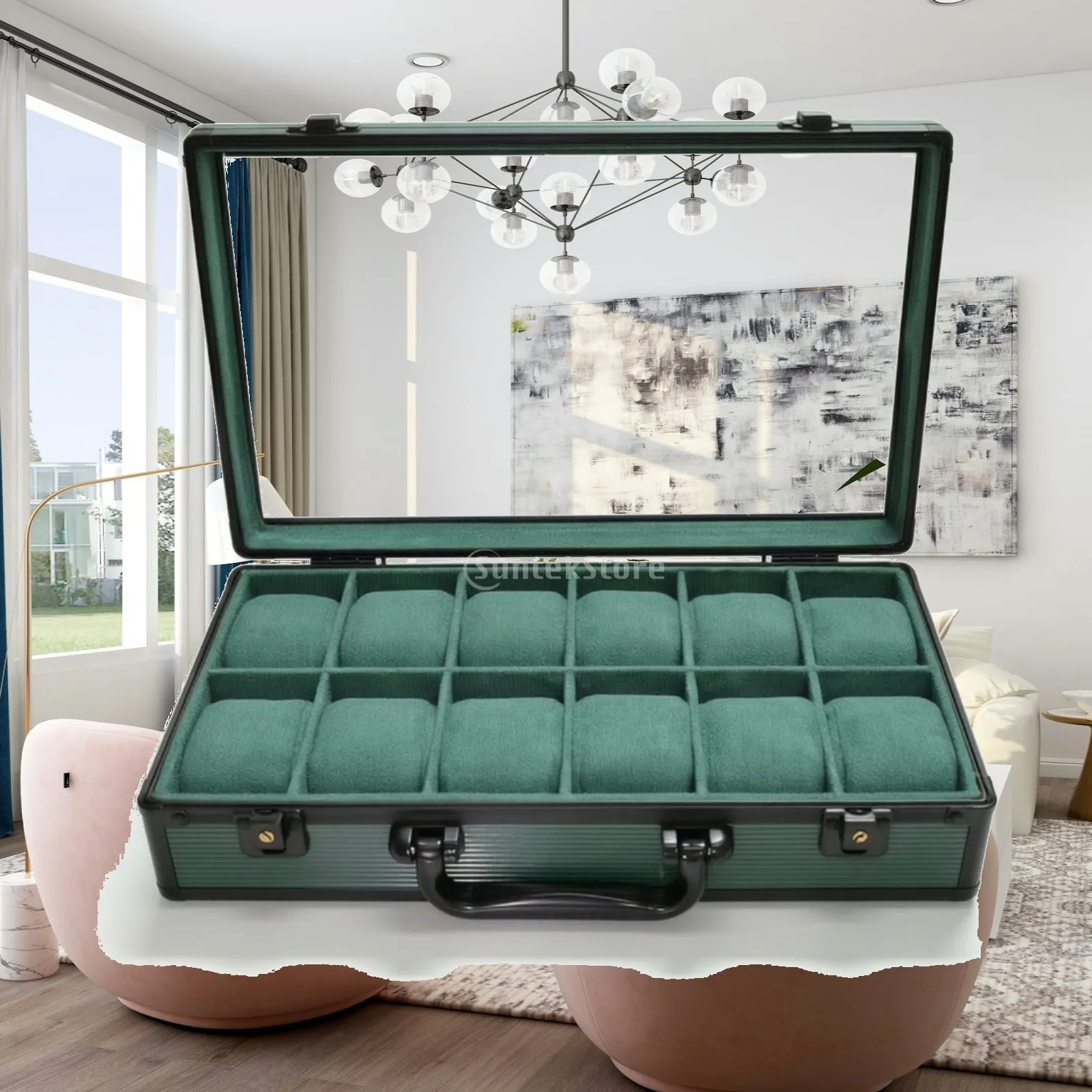 Watch Case, Portable Watch Storage Case with Transparent Lid,