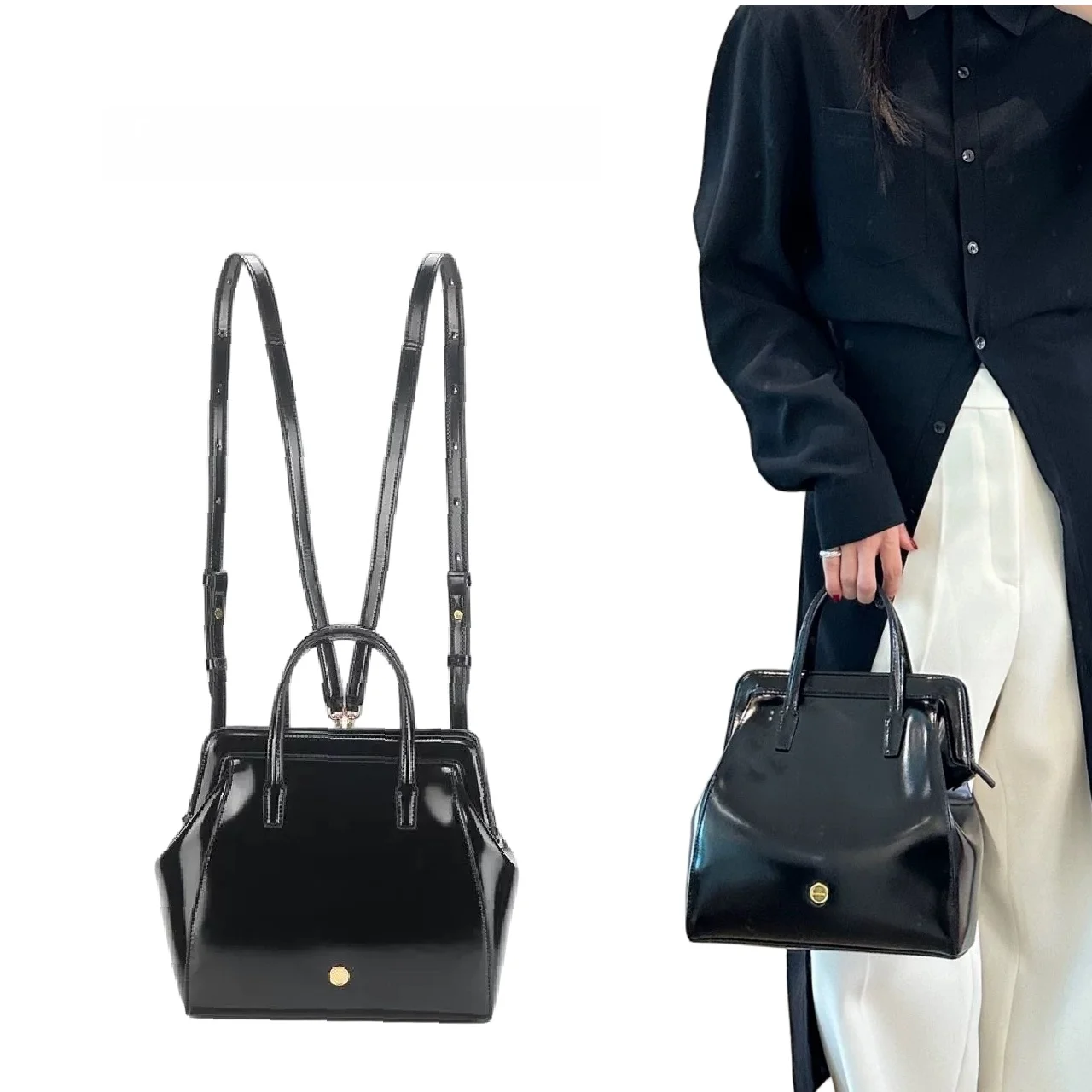 

Retro Oil Wax Leather Double oulder Bag Women's Autumn Winter Genuine Leather Bapa Underarm Bag Faionable Universal