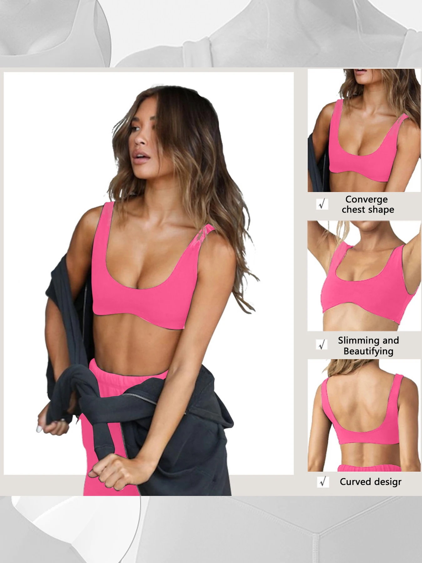 Naked double-sided brushed yoga clothes, tight fitting sports underwear, women's training, running, quick drying, fitness yoga b image 3