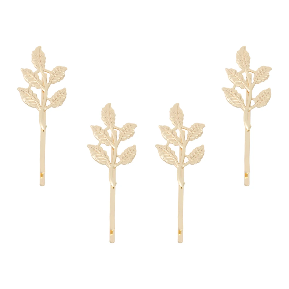 

10pcs Alloy Leaf Hairpins Durable Lightweight Elegant Hair Clips Barrettes Party Festival Travel Daily Use Women Girls Golden