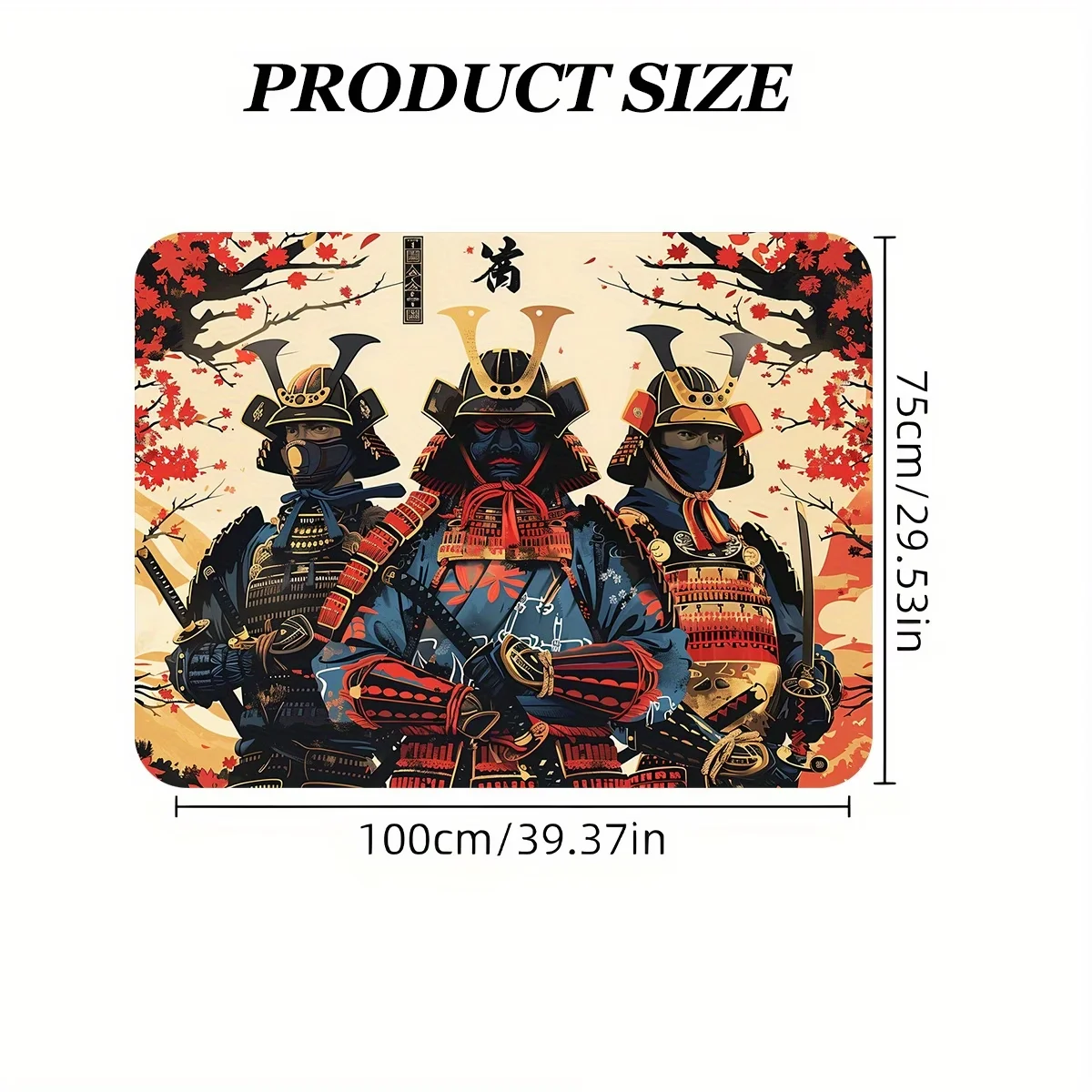 1Pc Japanese Samurai Group Print Car Trunk Mat - Polyester Fiber, Protects and Decorates the Car Interior, Ideal Gift for Friends and Family, Gift | Fashionable Car Accessories | Durable Cargo Padding, Internal Accessories
