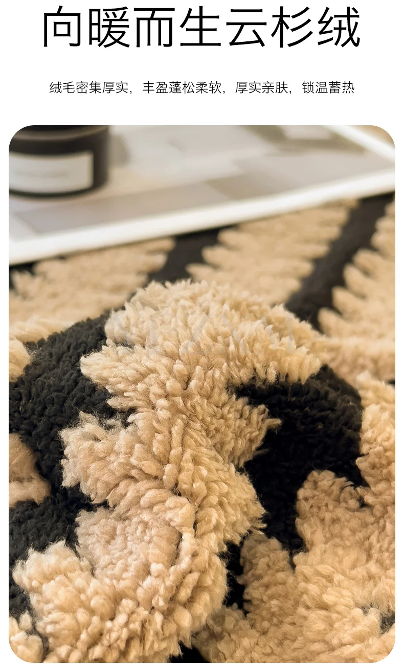 Double Layer Fleece Warm Winter Blanket Striped Thick Plush Blanket for Single Double Bed Multipurpose Sofa Throw Blanket Autumn