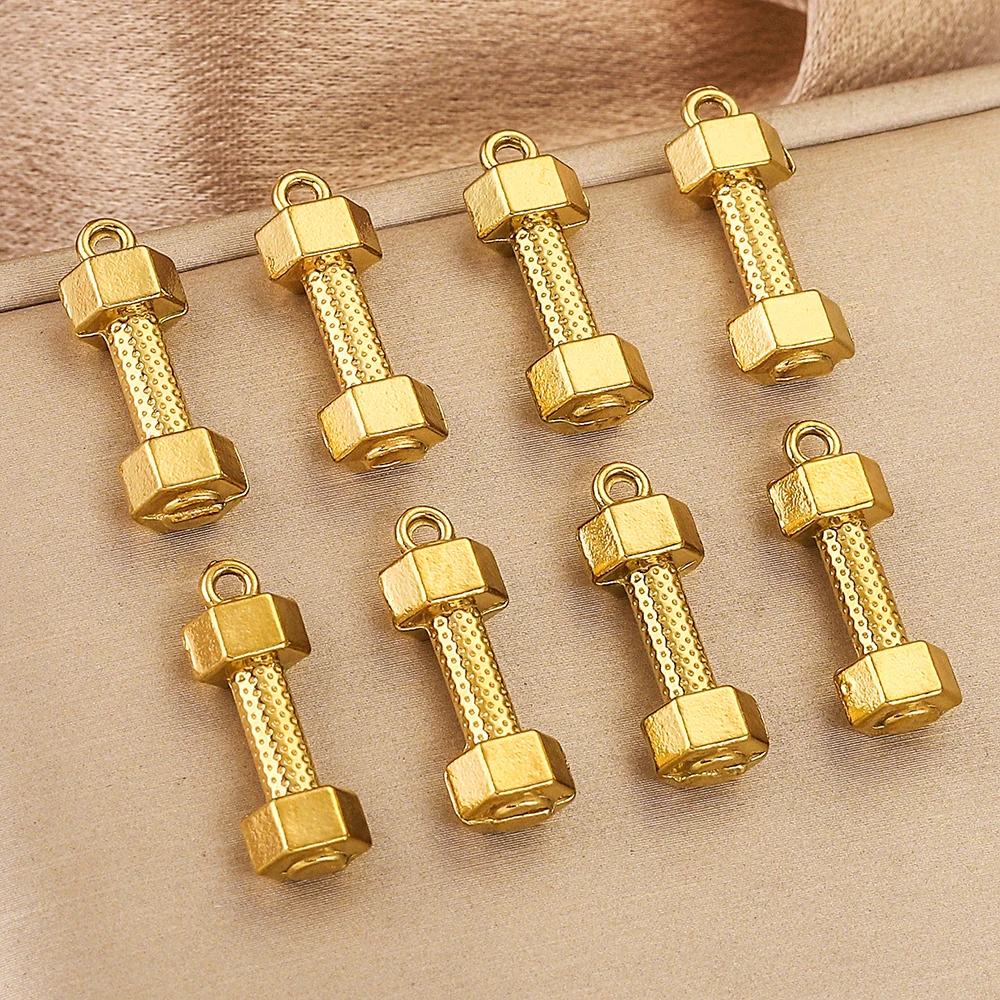 4pcs/lot Stainless Steel Sports Dumbbell Pendant for making DIY Bracelet Jewellery Bulk Wholesale Crafts Necklace