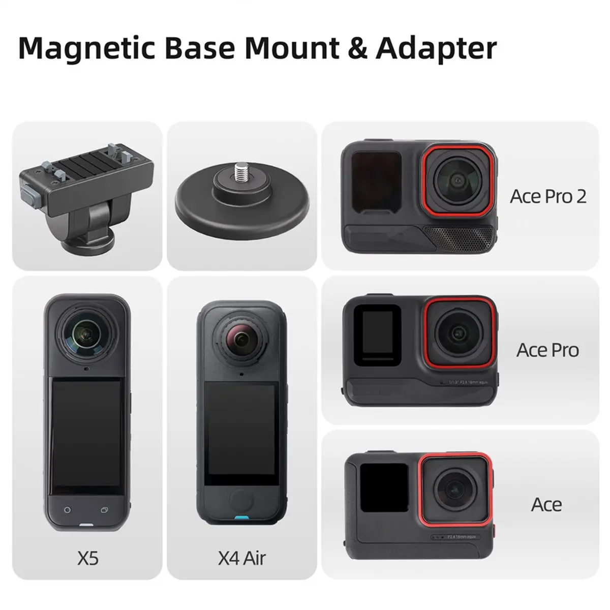 wilwill Adjustable Magnetic Adapter for Insta360 X4 Air/X5/Ace Pro2/1/Ace Quick-Release Dual-Direction Adjustable Adapter