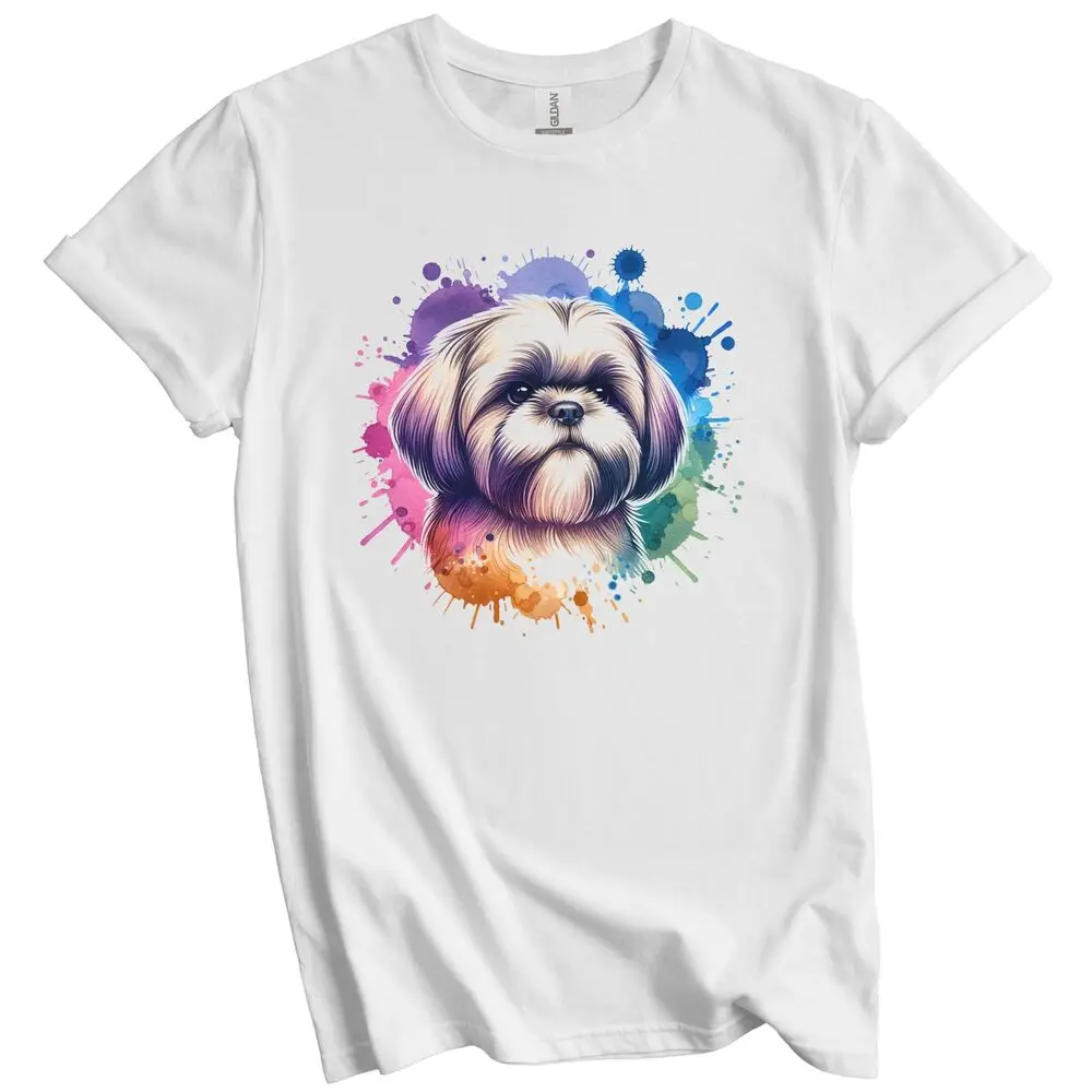 Shih Tzu Rainbow Watercolor Portrait Dog Lover T-Shirt -   GiftAnime Pattern Y2KAnime Graphic T-shirts for Men Clothing W