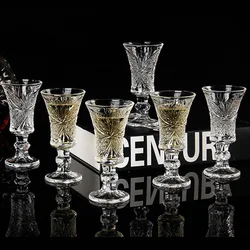6pcsx34ml 45ML Lead Free Glass Machine Made Chinese Old Fashioned Shot Glasses for Liquor Vodka Spirit Drinks