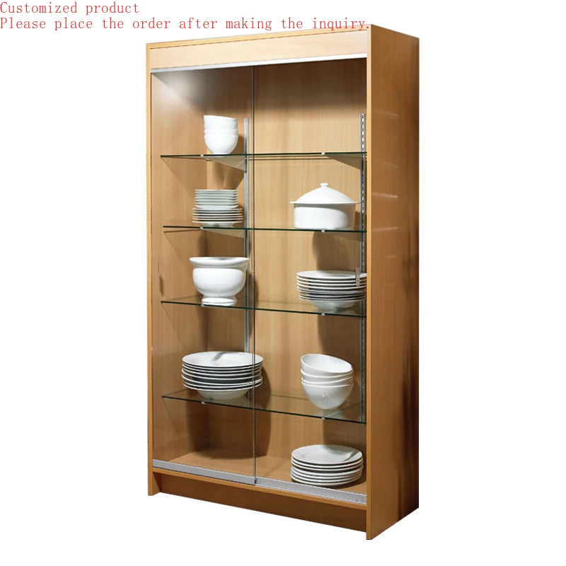 

Custom.Hot Sale Wooden Back Display Cases Vitrine for Shop Display Full Vision Display Showcase