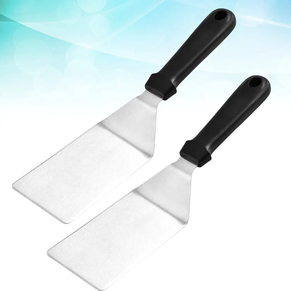 

2Pcs Stainless Steel Pancake Spatulas Plastic Handle High-Temperature Resistant Cooking Shovel Steak Turner Pizza Server Baking