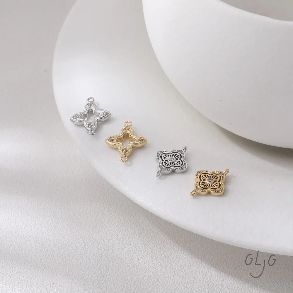 6 قطعة قلادة سوار صنع لمكونات نتائج المجوهرات DIY اليدوية 14K مطلية بالذهب النحاس الملحقات