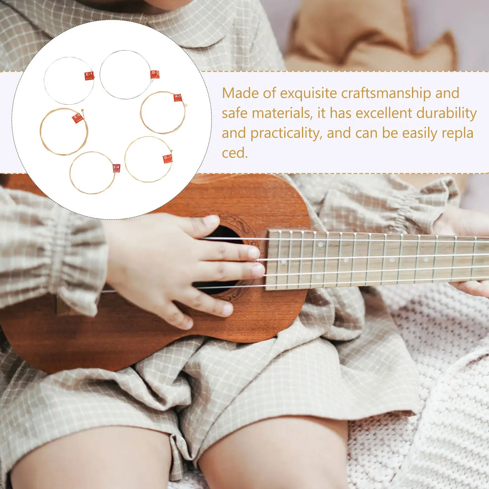 6Pcs Guitar Changing Strings Reliable Folk Guitar Replacement Set High Tensile Strength Clear Tone Convenient String Upgrade