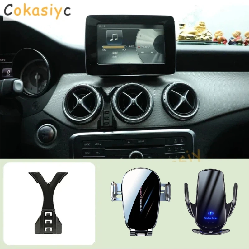 Auto-Handyhalterung für Mercedes Benz B-Klasse W246 2011-2019, spezielle Halterungsbasis, mobile Unterstützung, kabellose Ladehalterung