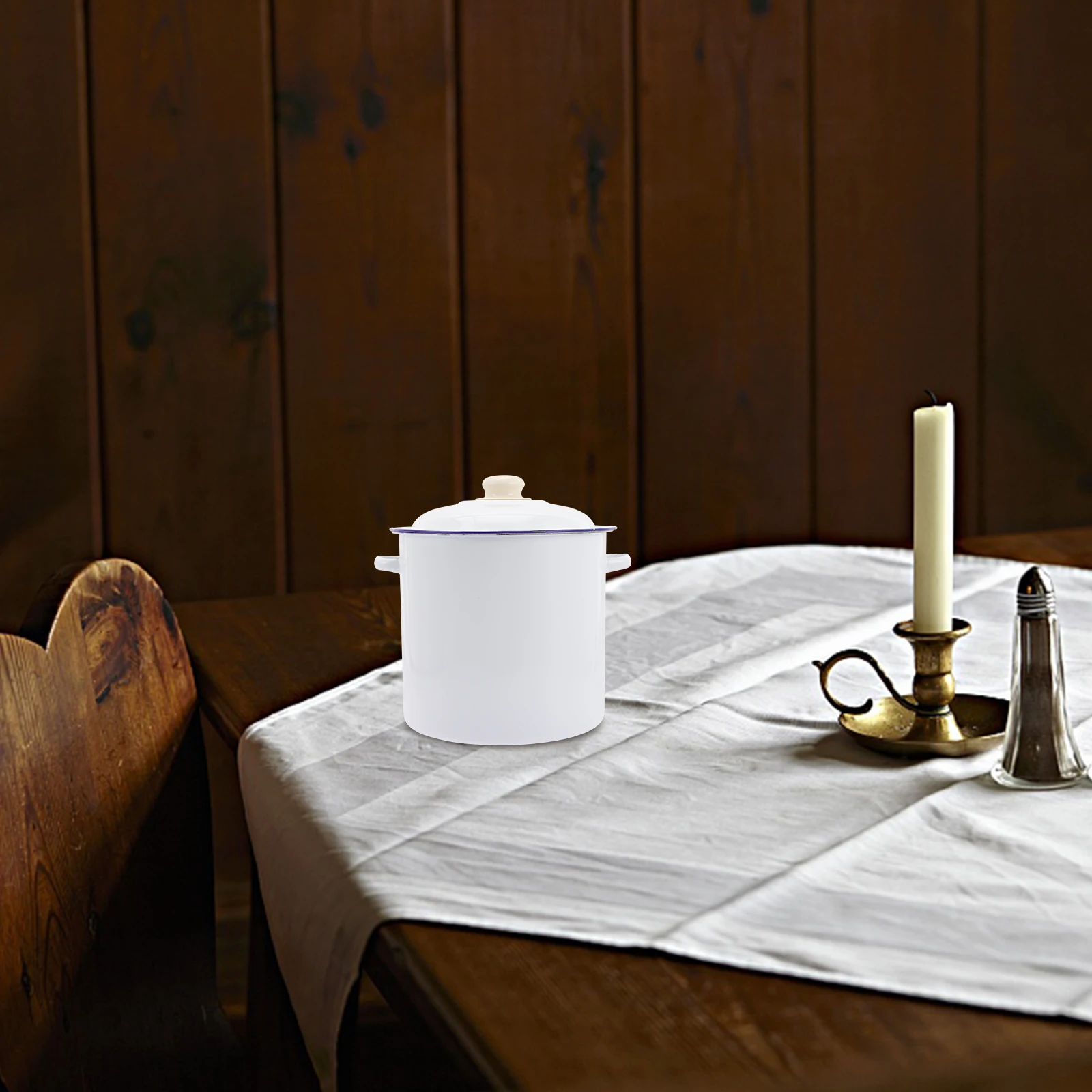 

High Class Material Enamel Bucket Strong Sturdy Kitchen Rice Tea Storage Slip Resistant Enamel Bucket Storage Barrel