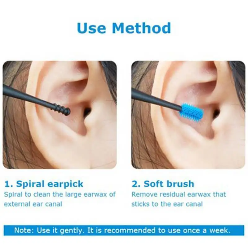 Mintiml NeWorld-Cure-oreille rotatif à double tête, résistant à 360, spirale souple, outil de nettoyage rapide, 4 pièces