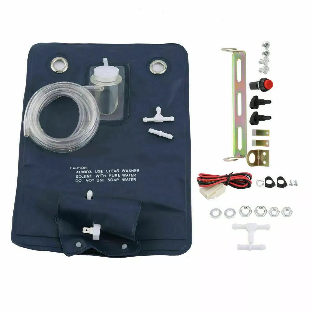 Classic Car Windshield Washer Pump Bag Kit/Set Jet Button Hose 12V For Most Models 151286776374 Replace Car Accessories