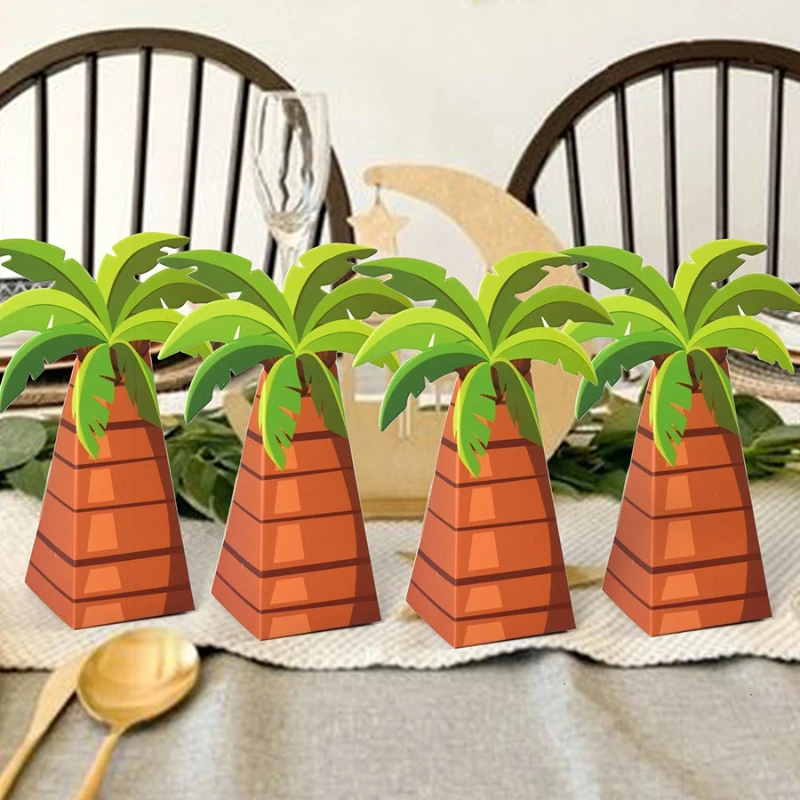 10/30/50 Stücke Mini Kokospalme Papier Schokolade Pralinenschachtel Geschenkverpackung Box für Hawaiian Tropical Geburtstag Party Supplies