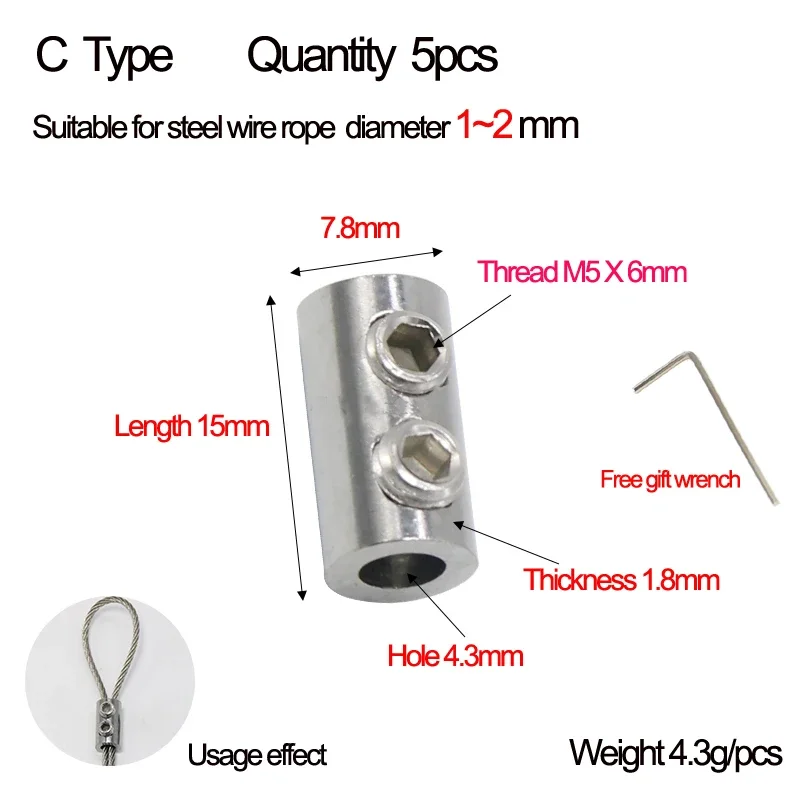 C Type 5pcs M1-2mm