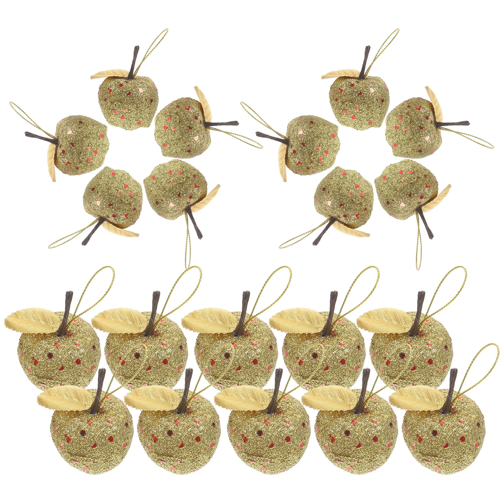 20 Pcs Xmas Tree Apples Pendant Christmas Outdoor Decor Hanging Decoration Mini Golden