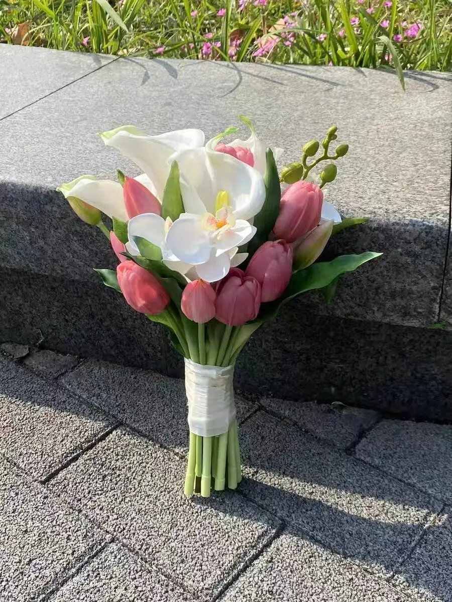 Bouquet de Mariage Artificiel en Mousse, Décoration en Dentelle, Fleurs Naturelles