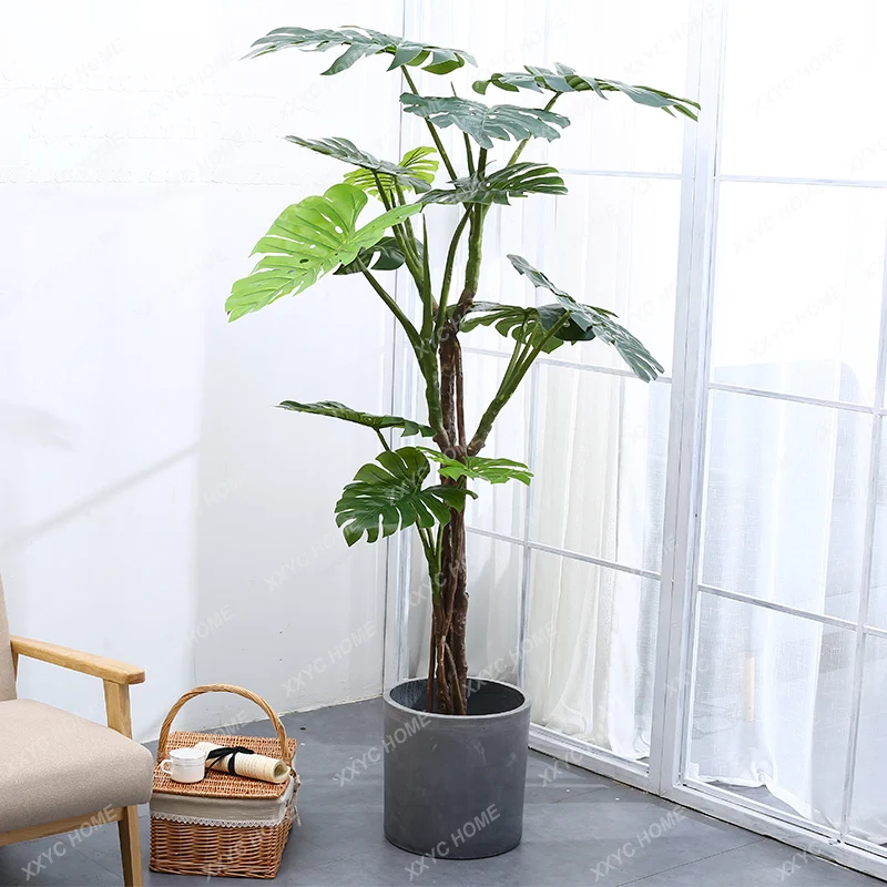 Artificial Monstera Leaf Green Plant Bonsai Decoration Set Turtle Back Indoor Living Room Large Floor Nordic Decoration