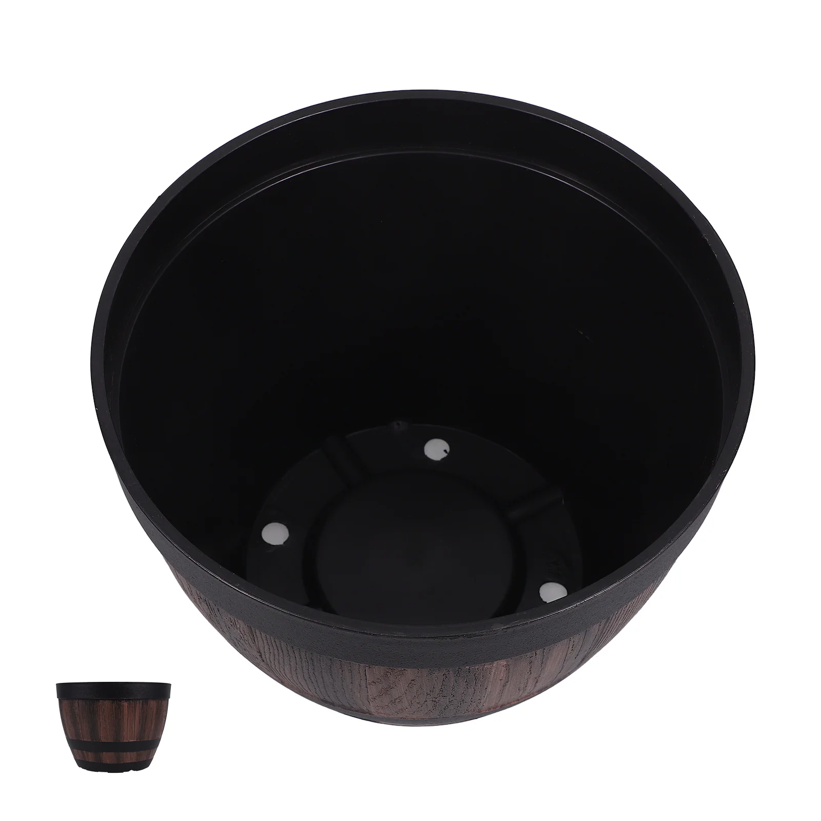 

Resin Whiskey Barrel Flower Pot Vintage Round Planter for Outdoor Indoor Garden Patio Bonsai Container Air Plant Pot