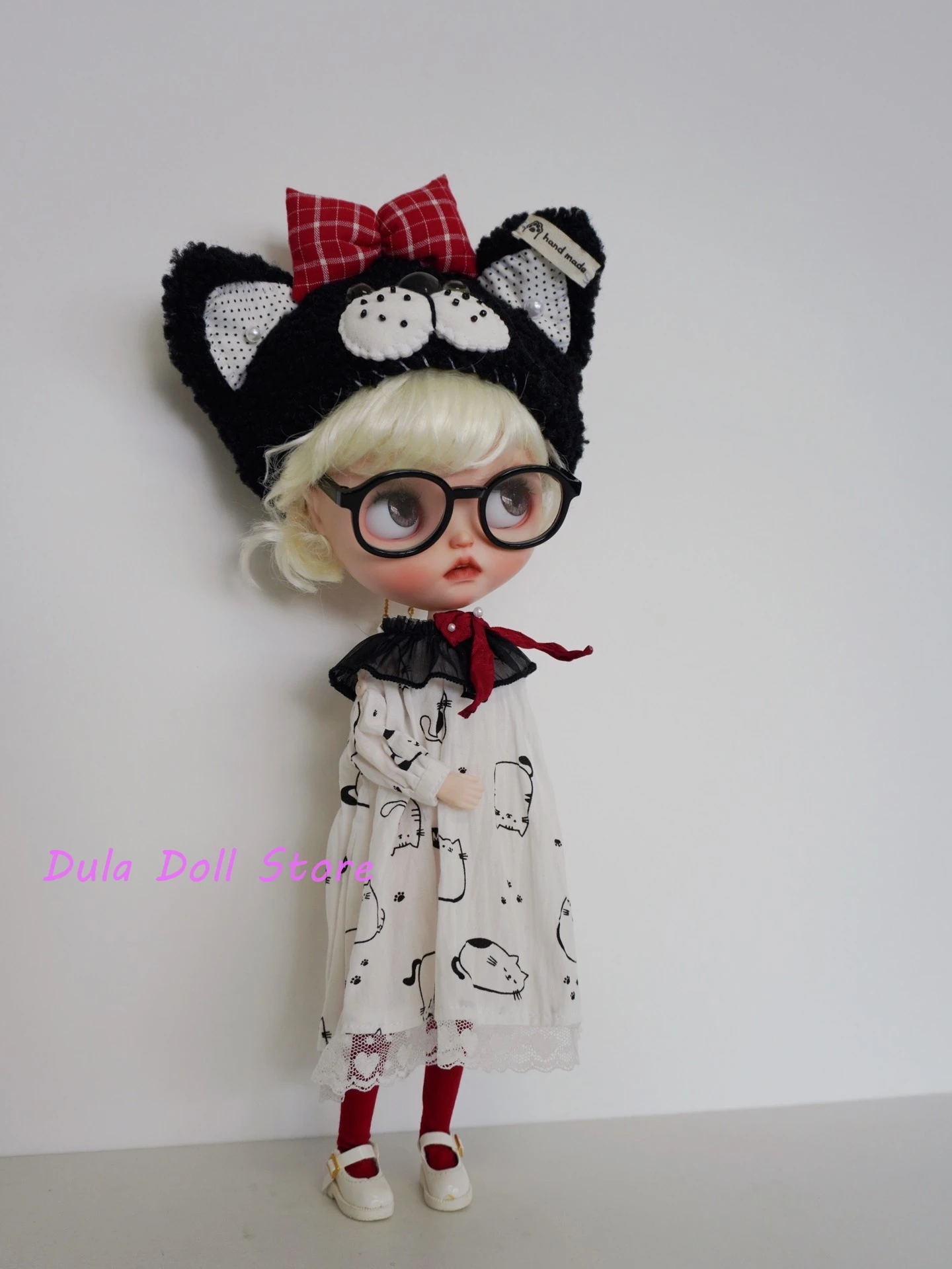 Dula Doll Clothes Blythe 2025 Black Cat Hat and Cat Dress dress for ob24 ob22 Diandian Azone 1/6 Bjd Doll