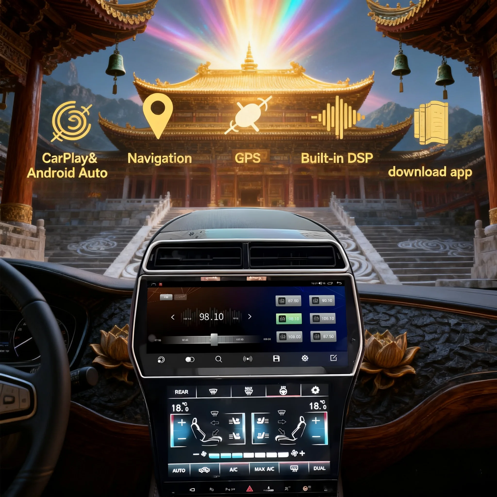 N Android 14 Air Conditioning Screen Car Radio For Ford Explorer 2014-2019 GPS Navigation DVD Multimedia Stereo Player Head Unit