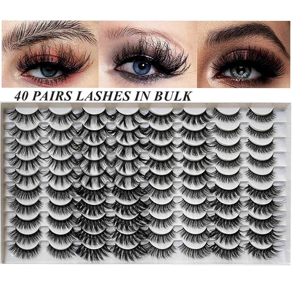 

20/30/40 Pairs 3D Mink Lashes Pack Messy Fluffy Long Faux Cils Packaging wholesale in bulk,Mix Dramatic Natrual Mink Eyelashes