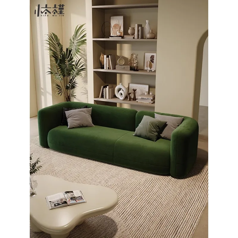 Beauty salon apartment bed and breakfast living room dark green fabric sofa modern simple small apartment straight sofa