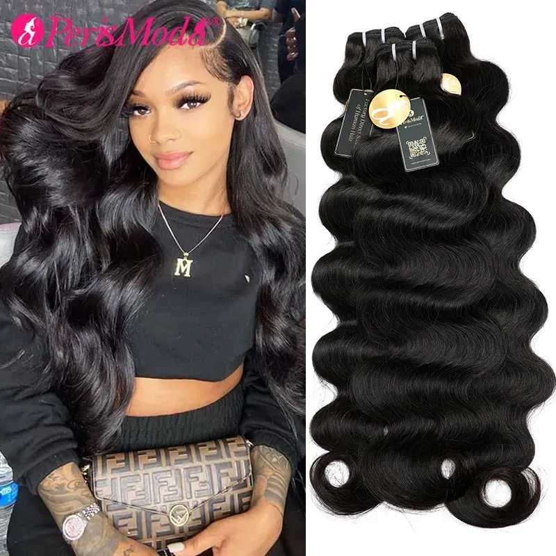 15A PerisModa Body Wave Bundles Human Hair Remy Brazilian Weaving 1/3/4 Pcs Weave Hair 30 Inch Natural Human Hair Extensions