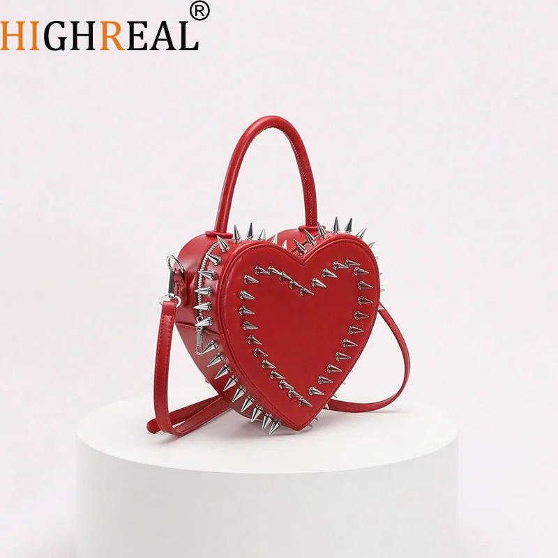 Bolso con forma de corazón, bolso de cuero brillante de alta calidad, color burdeos, bolso de hombro tipo bandolera de lujo para mujer, cartera para fiesta