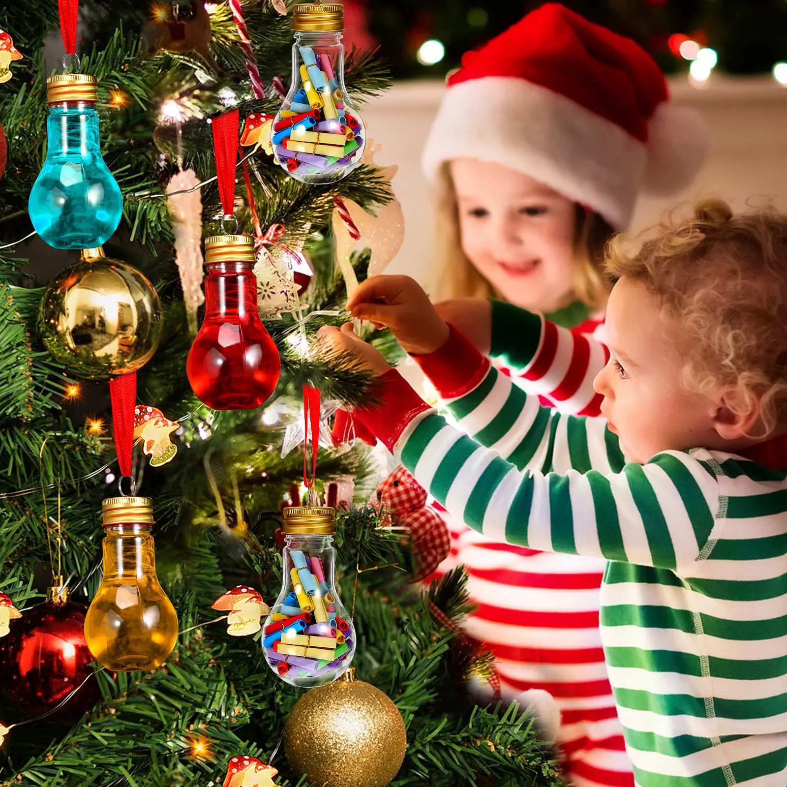 25Pcs Christmas Decoration Light Balls 50Ml Clear Fillable Plastic Baubles DIY Craft Home Party Decor Shatterproof Transparent