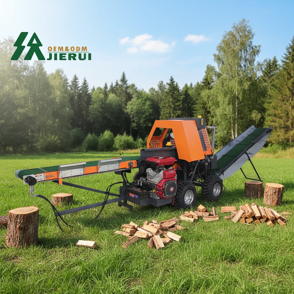 Factory Exported 30T Automatic Wood Processor with Conveyor Engine Powered  Firewood Processor Machine Log Splitter