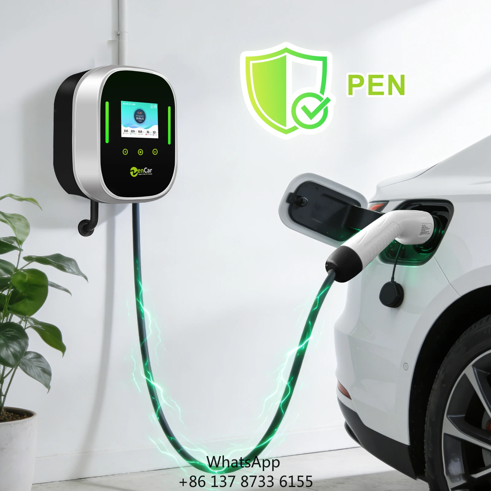 Zencar UKCA 7KW 11KW 22KW Wallbox IEC 62196-2 Type 2 EV Charging Station WiFi APP OCPP Smart AC Charging Station With PEN