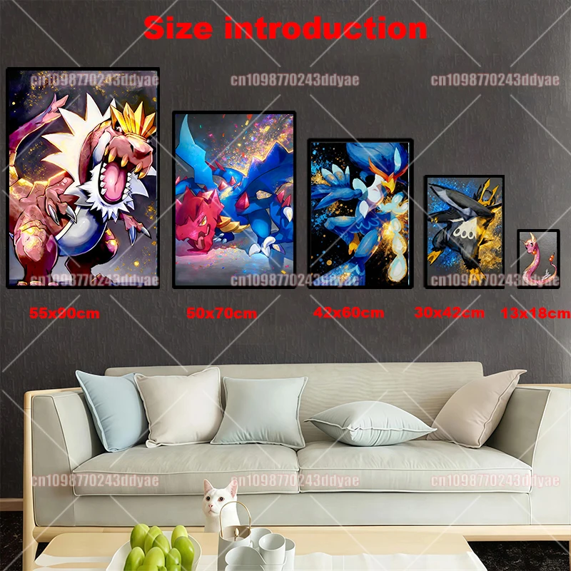 Classic Retro Pokemon Anime Comic Glitter Ink Gilt Poster High-definition Printing Mural Picture Wall Art Home Decoration Gift - view 5